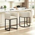 thumbnail image 2 of Modern Barrel-Shaped High Bar Stool, 26" Counter Height Bar Stools with Back and Metal Frame, Upholstered Seat Cushion for Kitchen Island (Beige, Set of 1), 2 of 8