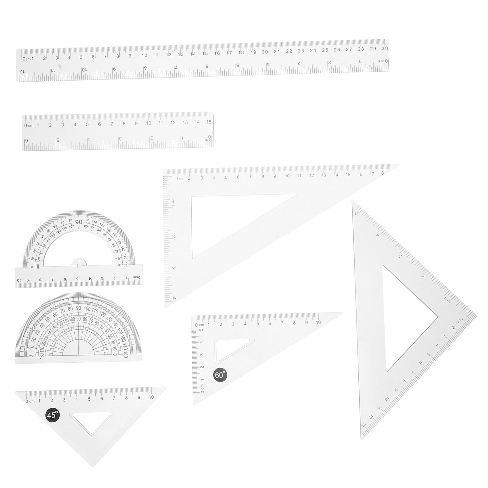 8 Pcs Clear Plastic Ruler Rulers Math Spiral High-strength Student Transparent