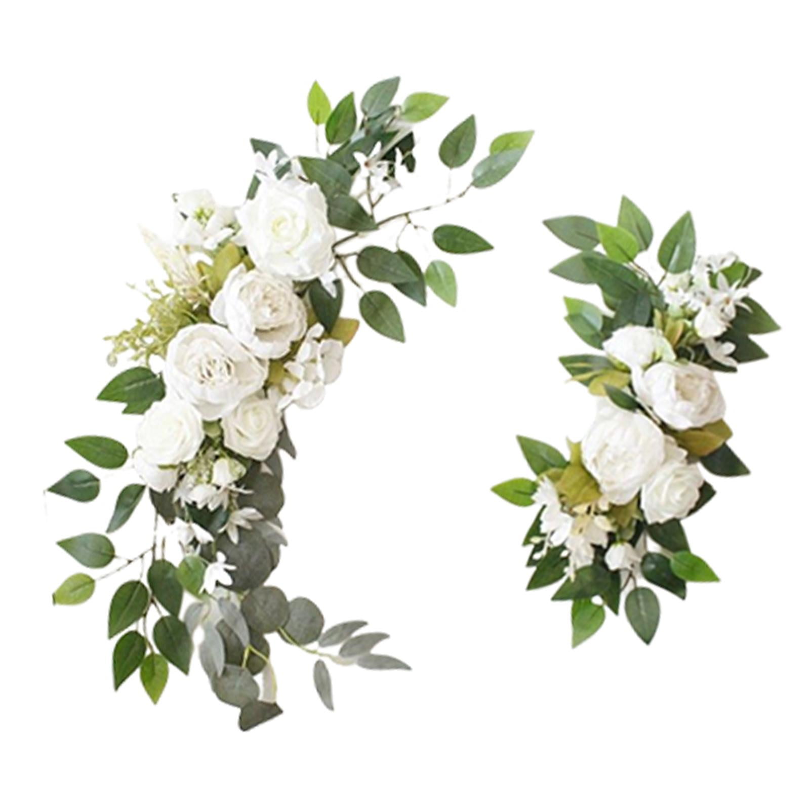 2 Pieces Wedding Arch Floral Swag Display Plant Centerpieces Artificial Flowers for Windows Ceremony Backdrop Decoration