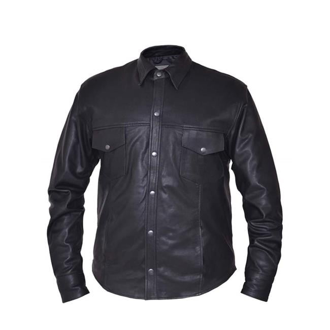 Unik 852-00-BLK-M Premium Leather Motorcycle Shirt Jacket for Men ...