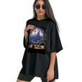 thumbnail image 3 of Plus Size Shirt for Women Black Tops for Women Oversized Short Sleeves Shirt for Women Magic Basement T Shirt Crewneck Shirt for Women 3XL, 3 of 5