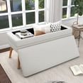thumbnail image 2 of UIXE 40.92" Storage Ottoman Bench Bedroom Benches Storage Large Foot Stool with Wooden Legs for Entryway Living Room, Beige, 2 of 6