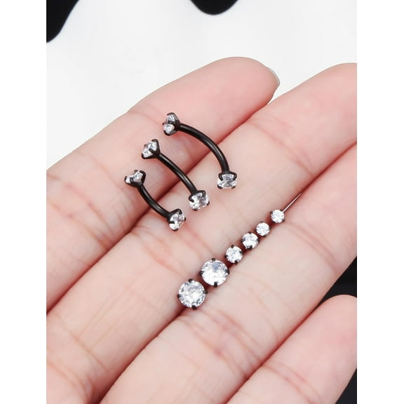 GHRTGR-Eyebrow Piercing Jewelry Surgical Steel Curved Barbell Tiny Eyebrow Ring Vertical Labret Lip Jewelry Ear Rook Navel Small Belly Button Ring for Women Men 20g 16g 6mm/8mm/10mm/12mm