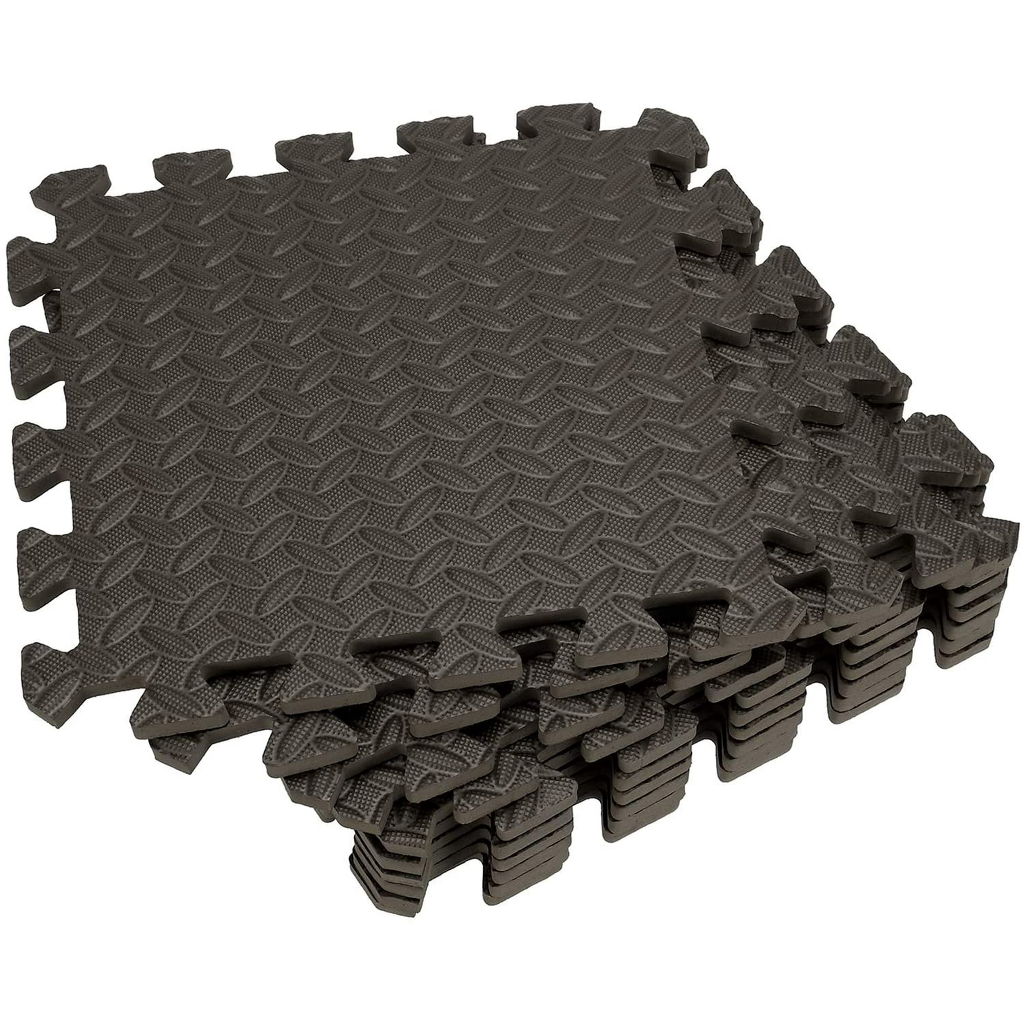 Iguohao 16 Pieces Leaf Pattern Interlocking Floor Tiles Non Slip Exercise Mat 1 2 Inch Thick Eva Foam Puzzle Floor Mat Brown 12.9 X 12.9 X 6.9 Inches