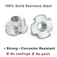 thumbnail image 3 of Stainless T-Nuts, 1/4"-20 Inch, (25 Pack), Threaded Insert, Choose Size/Quantity, by Bolt Dropper, Pronged Tee Nut. (1/4"-20 x 7/16"), 3 of 6