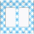 thumbnail image 2 of Metal Light Switch Wall Plate Outlet Cover (Sky Blue Gingham Picnic Wallpaper - Double Rocker), 2 of 2