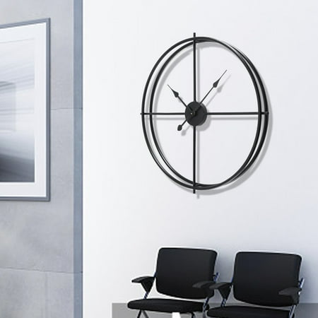 Large Outside Wall Clocks 18/24inch Oversize Large 3D Vintage Wall Clock Quartz Clock Round Metal Roman Numbers Clock ()