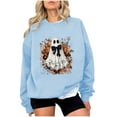 thumbnail image 2 of HOOJT Women's Crewneck Sweatshirts Fall Long Sleeve Shirts Halloween Printed Hoodless Sweatshirts Funny Novelty Pumpkin Print Loose Pullover Top Halloween Costumes, 2 of 4