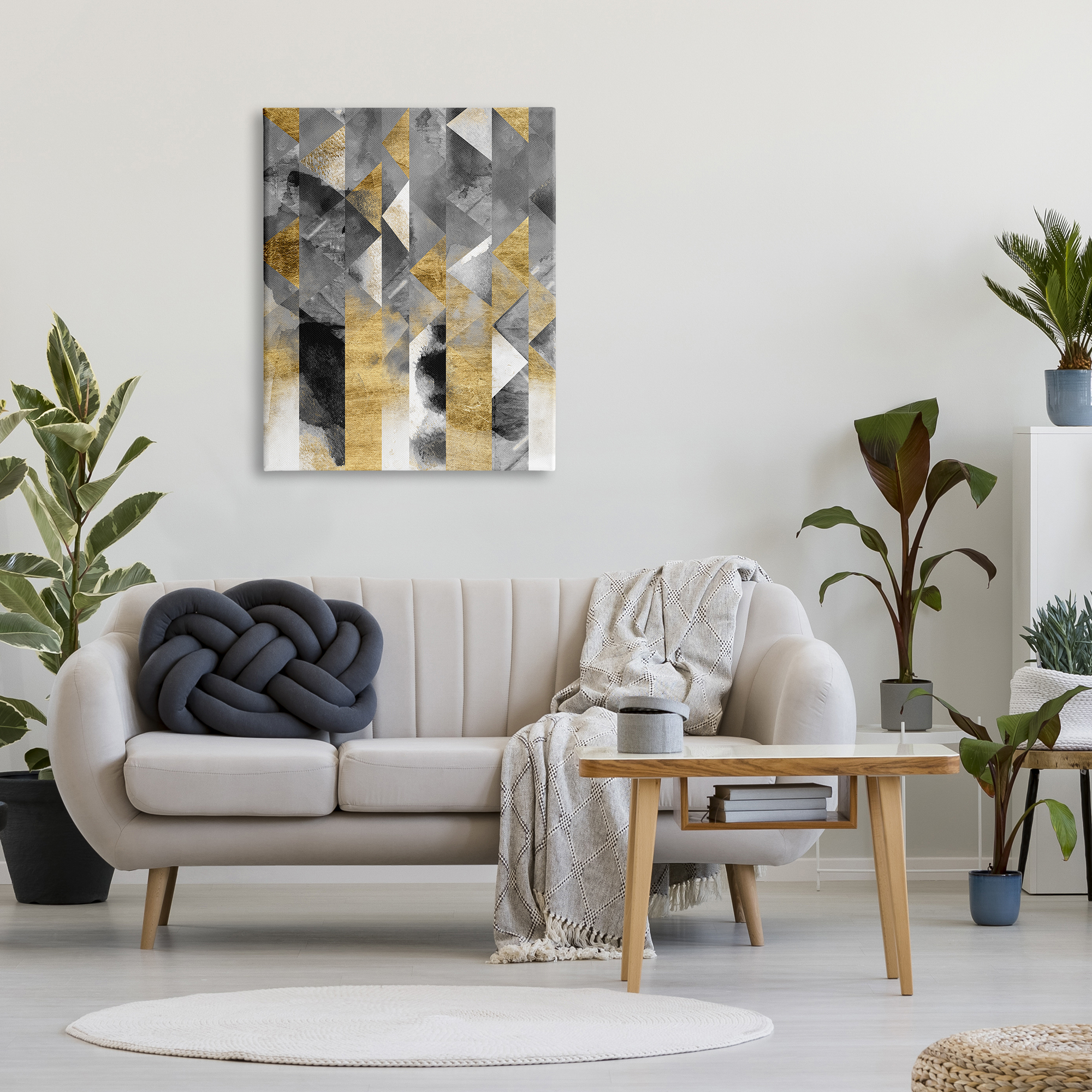 Stupell Industries Modern Triangular Stripes Sharp Geometric Pattern Abstract Painting Gallery Wrapped Canvas Print Wall Art, 30 x 40
