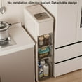 thumbnail image 3 of Slim Plastic Storage Cabinet, Drawer Style Multifunctional Storage Box with Wheels, Easy Access for Rice Food, Ideal for Kitchen Organization, 3 of 7