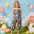 thumbnail image 2 of Staki Girls Rompers Baby Girl Easter Outfits Romper Toddler Bunny Floral Print Jumpsuit Pants Overalls 1-10Y(Black,7-8Years), 2 of 6