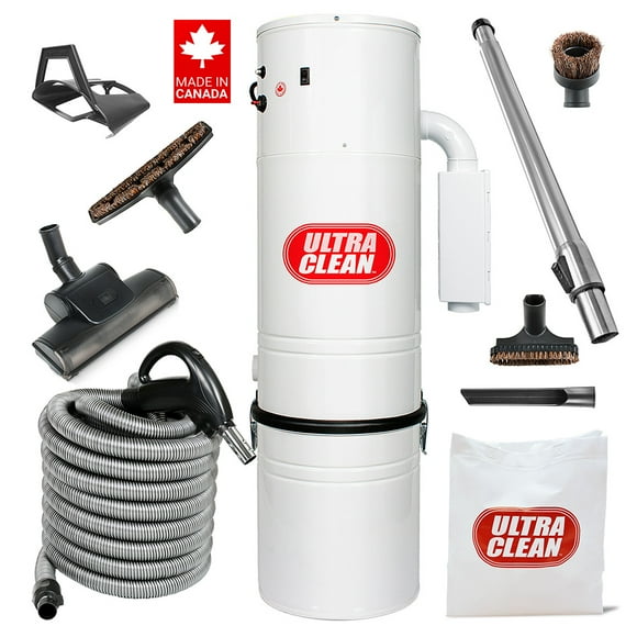 Ultra Clean Unité d'Aspirateur Central 7 500 Pi2 Buse Turbo à Air avec Interrupteur Marche/arrêt Tuyau et Ensemble de Baguettes (35 Pi)