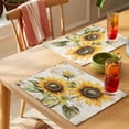 thumbnail image 4 of Vintage Sunflower Placemats Set of 4, Rustic Yellow Floral Flower Leaf Newspaper Texture Non-Slip Place Mats Washable Table Mats for Kitchen Dining Table Decorations Indoor/Outdoor, 4 of 9