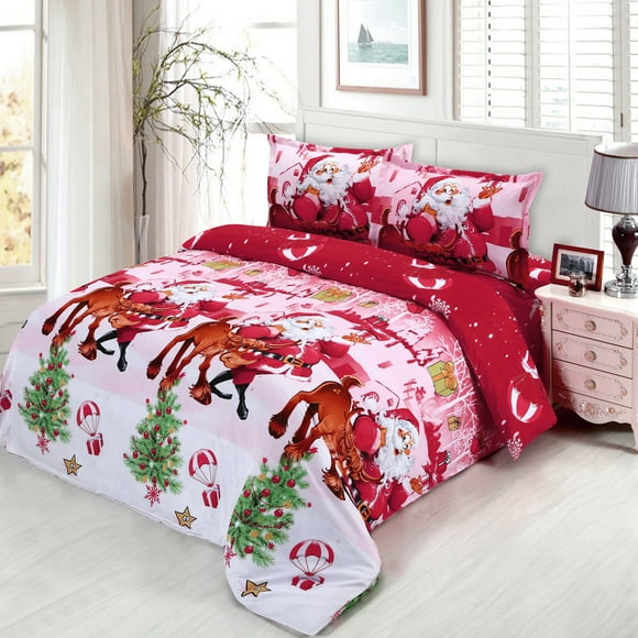 Fawoonu Cozy Christmas Cotton Bedding Set - Festive Blessings, Twin Size