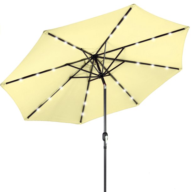 Best Choice Products 10ft Solar Led Lighted Patio Umbrella W Tilt Adjustment Fade Resistant Fabric Lime Yellow Walmart Com Walmart Com