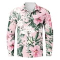 thumbnail image 2 of ZCFZJW Long Sleeve Hawaiian Shirts for Men Tropical Floral Print Summer Button Down Graphic Beach Vacation Tees Tops Loose Regular Fit Holiday Aloha T-Shirts Pink#03 S, 2 of 4