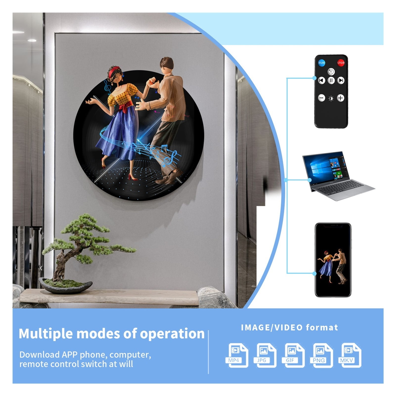 3D Hologram, 60cm Naked Eye 3d Holographic Advertising Machine Wifi Projector Fan Led Screen Rotating Suspension Imaging Ideal Advertising Tool