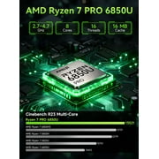 GMKtec M7 Ultra Mini PC AMD Ryzen 7 PRO 6850U (MAX 4.7GHz), 16GB RAM 1TB SSD, 2.5GbE NIC LAN Office Home Desktop Computers, Quad 4K Display, WiFi, BT, USB-C, DP