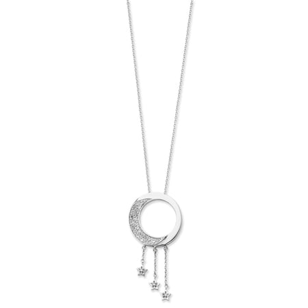 925 Sterling Silver & CZ I Promise You the Moon and Stars 18in Necklace; 18 inch; for Adults and Teens; for Women and Men