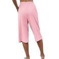 thumbnail image 5 of Frontwalk Capris Pants for Women Cotton Linen Casual Lounge Pants Summer Loose Dailywear Palazzo Pants with Pockets Pink S, 5 of 5