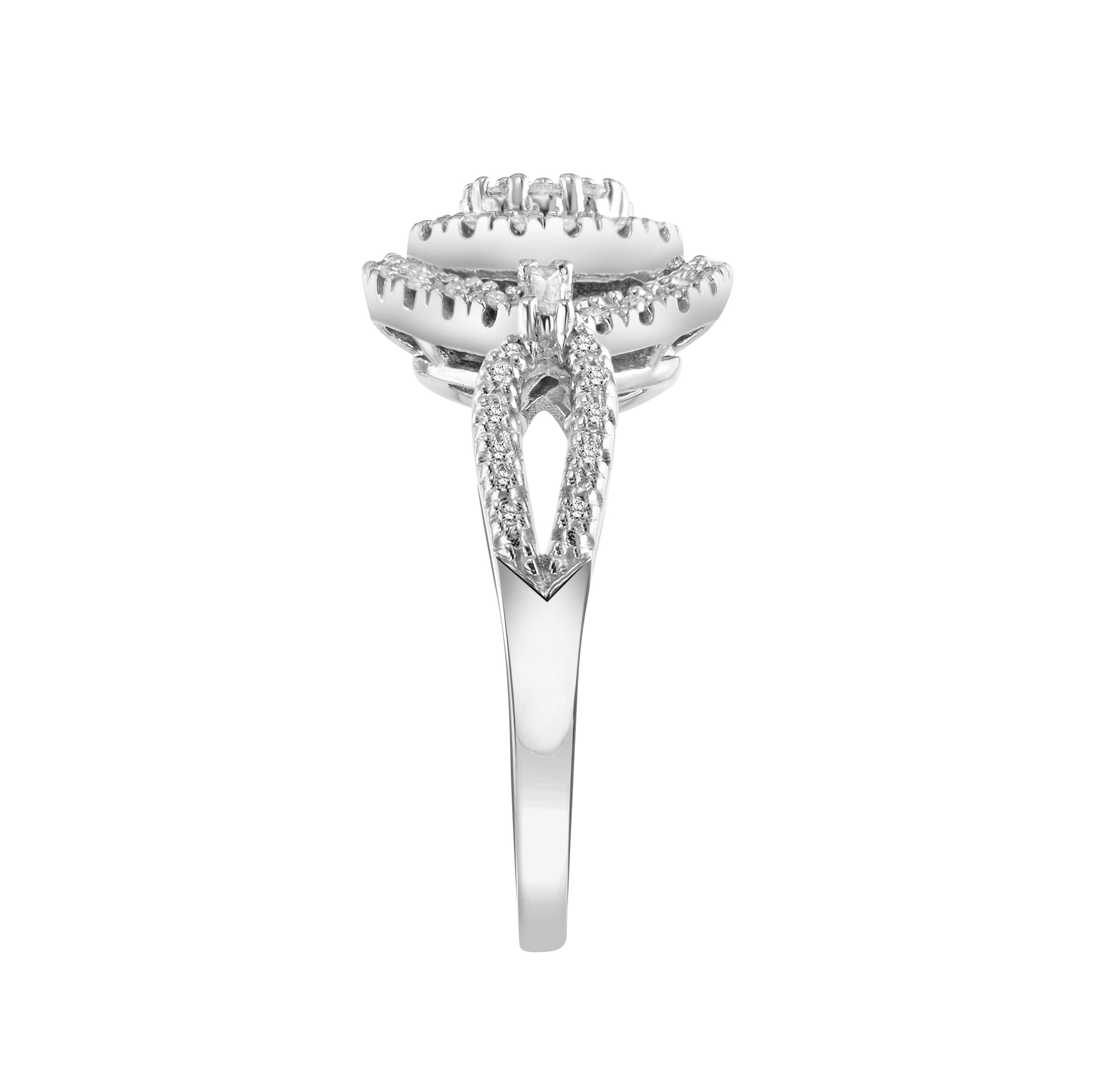 1/3ctw 10KT White Gold Oval Genuine Certified Diamond "Saturn" Engagement Ring by Keepsake (H-I, I2)