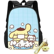 Kuromi Anime Kawaii Backpack For Women Cute Pompompurin Backpacks Cartoon Lightweight Cute Travel Backpack Gifts with Keychain