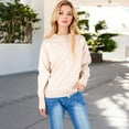 thumbnail image 4 of Women's Knit Pullover Sweater with Embroidered 3D Floral Appliques - Medium, Light Beige, 4 of 6