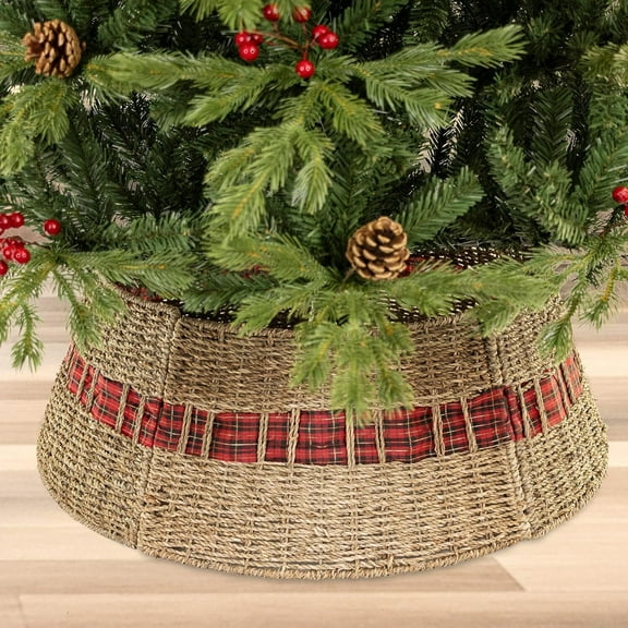 XZKING Christmas Tree Collar  Rustic Handcrafted Christmas Tree Ring Easy Set Up 26" Tree Ring Tree Skirt Decorates Your Home for the Holidays