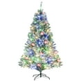 thumbnail image 2 of Huisuilinss Pre-lit Artificial Christmas Tree 6.5FT Snow Flocked Christmas Tree,Artificial Christmas Pine Tree,Large White Xmas Tree With Multicolor Lights & Branch Tips & Foldable Base For Home Offic, 2 of 7