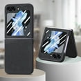 thumbnail image 2 of Nalacover for Samsung Galaxy Z Flip5 Slim Folding Case with Screen Protective Film, Skin-Feel Vintage Premium PU Leather Shockproof Anti-Scratches Cover for Samsung Galaxy Z Flip5,Black, 2 of 11