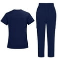 thumbnail image 4 of Fgvctg Womens Scrubs Plus Size Medical Scrubs Petite V Neck Yoga Scrub Pants and Tops Scrub Sets Nursing Scrubs Med Couture Scrubs Dark Blue XL, 4 of 8