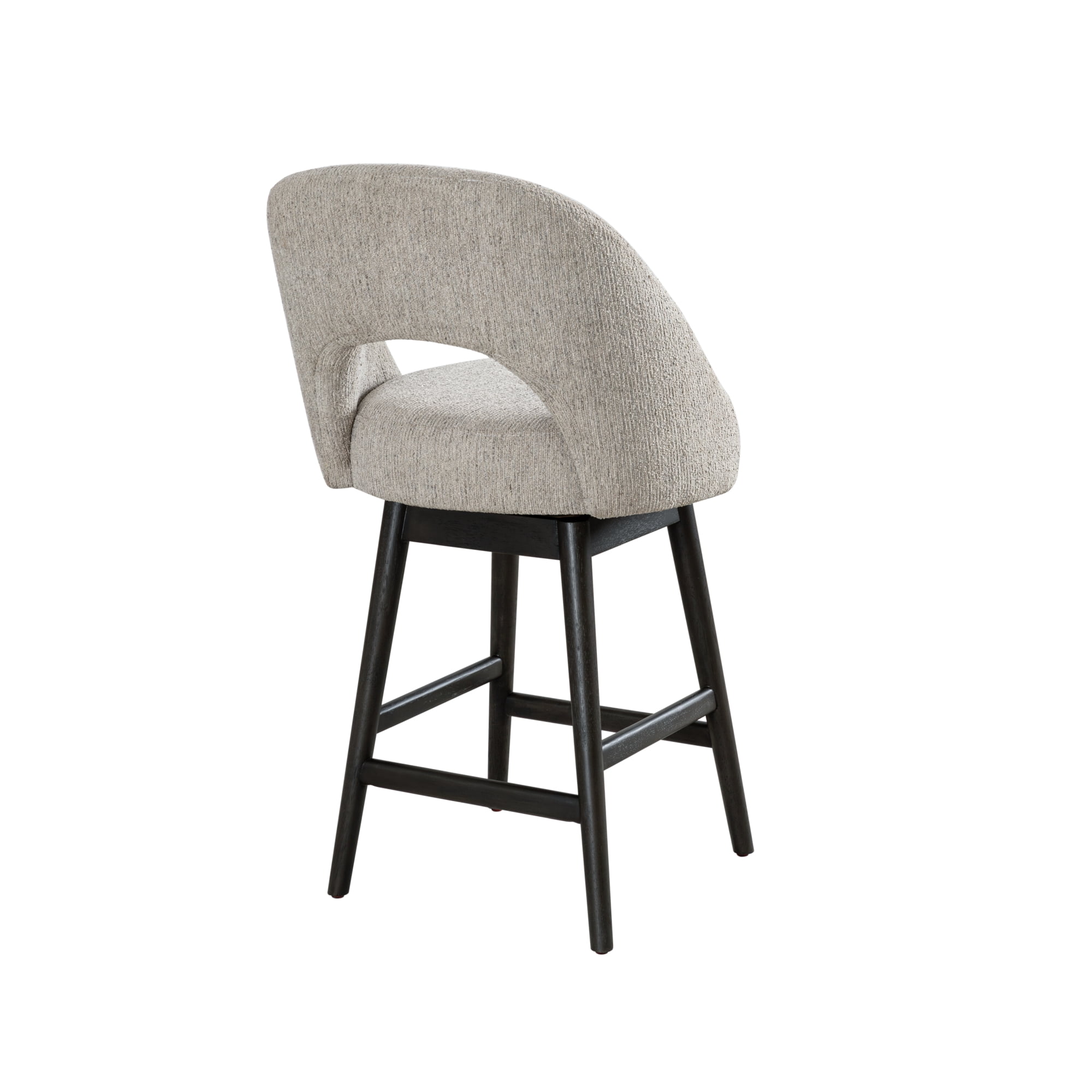 Adrian Gray Solid Wood Upholstered 26" Counter Height Swivel Barstool with Morning Fog Fabric Seat - Set of 4