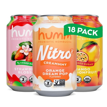 Humm Kombucha, Let's Get Started Sampler Pack, 18 Pack, 12 oz Cans