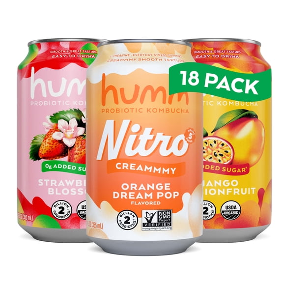 Humm Kombucha, Let's Get Started Sampler Pack, 18 Pack, 12 oz Cans