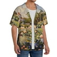 thumbnail image 2 of Xecao American Flag Rose Garden Men's Casual Short-sleeved Shirt, a button-up collared shirt with a pocket-Small, 2 of 5