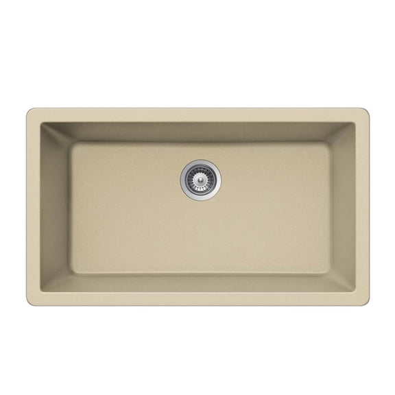 Houzer Cassiano Italian 24 inch Mocha Granite Composite Drop-in Topmount Single Bowl Kitchen Sink - G-100 SAND