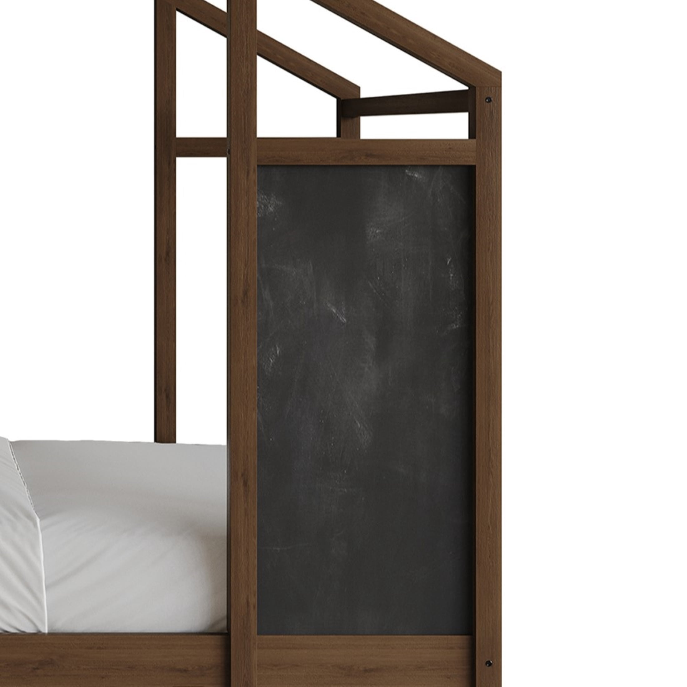 Castle Place Mid-Century Wooden Canopy Bed, Walnut