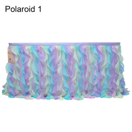 

NUOH Waterproof Table Skirt Anti-wrinkle Net Yarn Shiny Romantic Fluffy Table Skirt Party Supplies