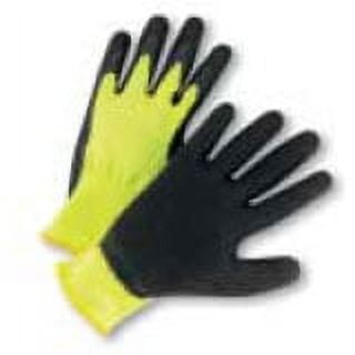 Medium Black Crinkle Latex Palm Coated Green Hi Vis Gloves Dozen