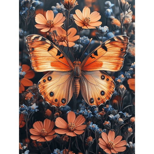 Qisvanset Framed Canvas Wall Art, 12x16 Inch Floral Butterfly Cottage Core Nursery Wall Decor