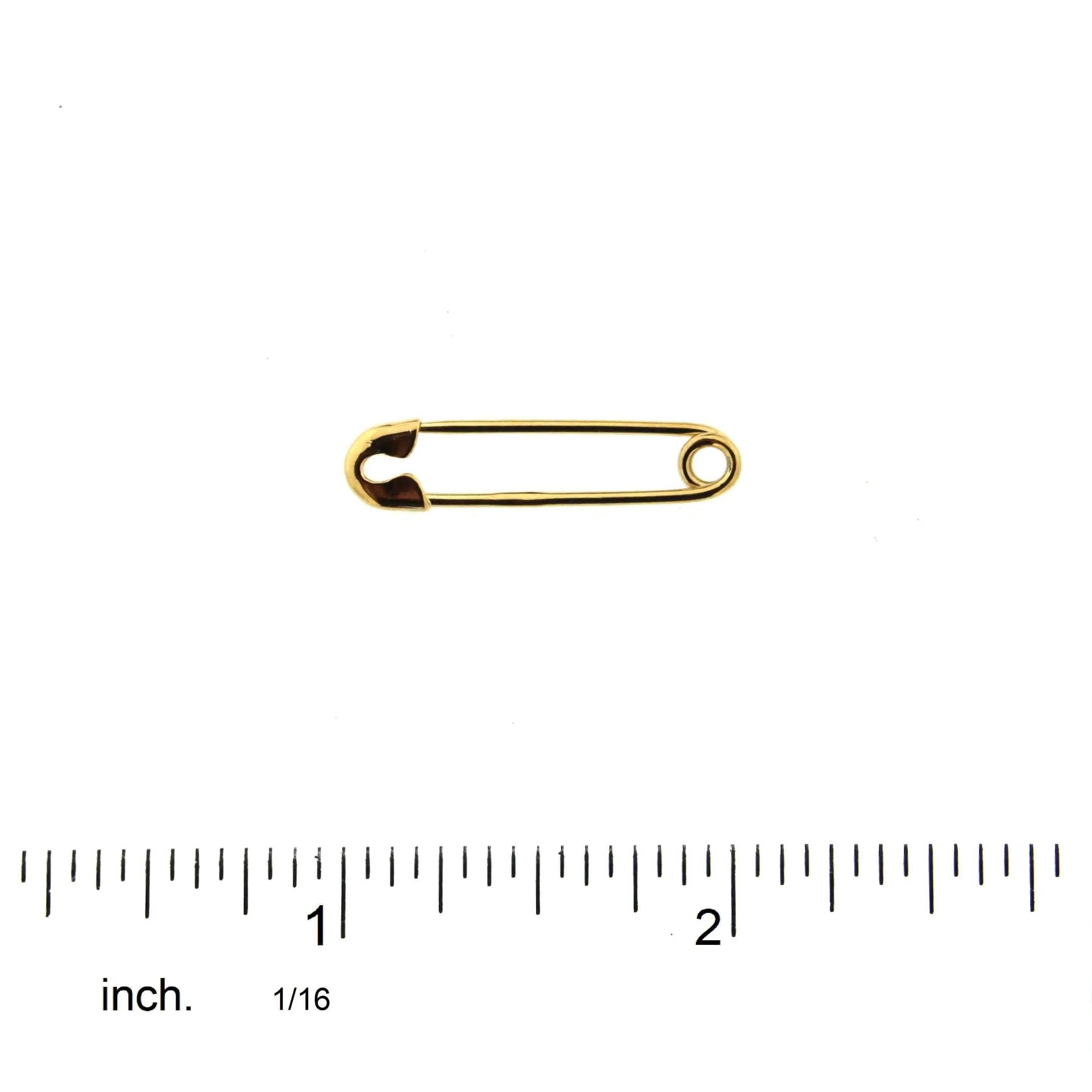18K Solid Yellow Gold Safety Pin 1 inch.