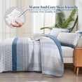 thumbnail image 4 of Juego de edredón WONGS BEDDING, azul, bohemio, con rayas king size, 3 piezas, 4 of 9