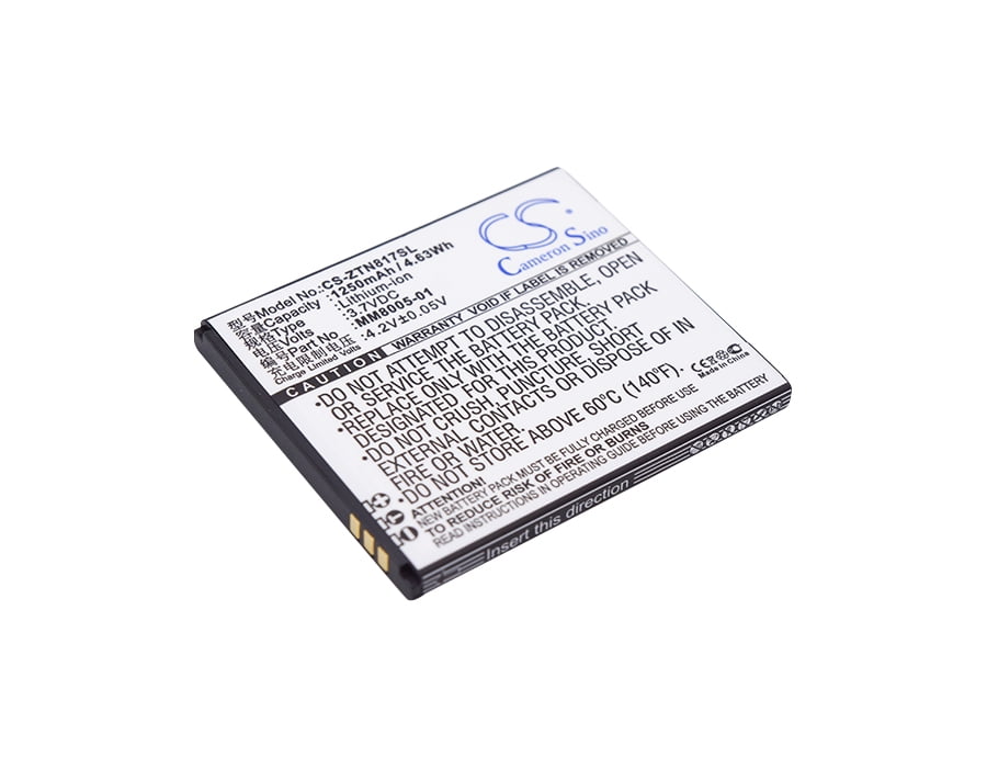 Replacement Battery for ZTE 3.7v 1250mAh / 4.63Wh Mobile, SmartPhone