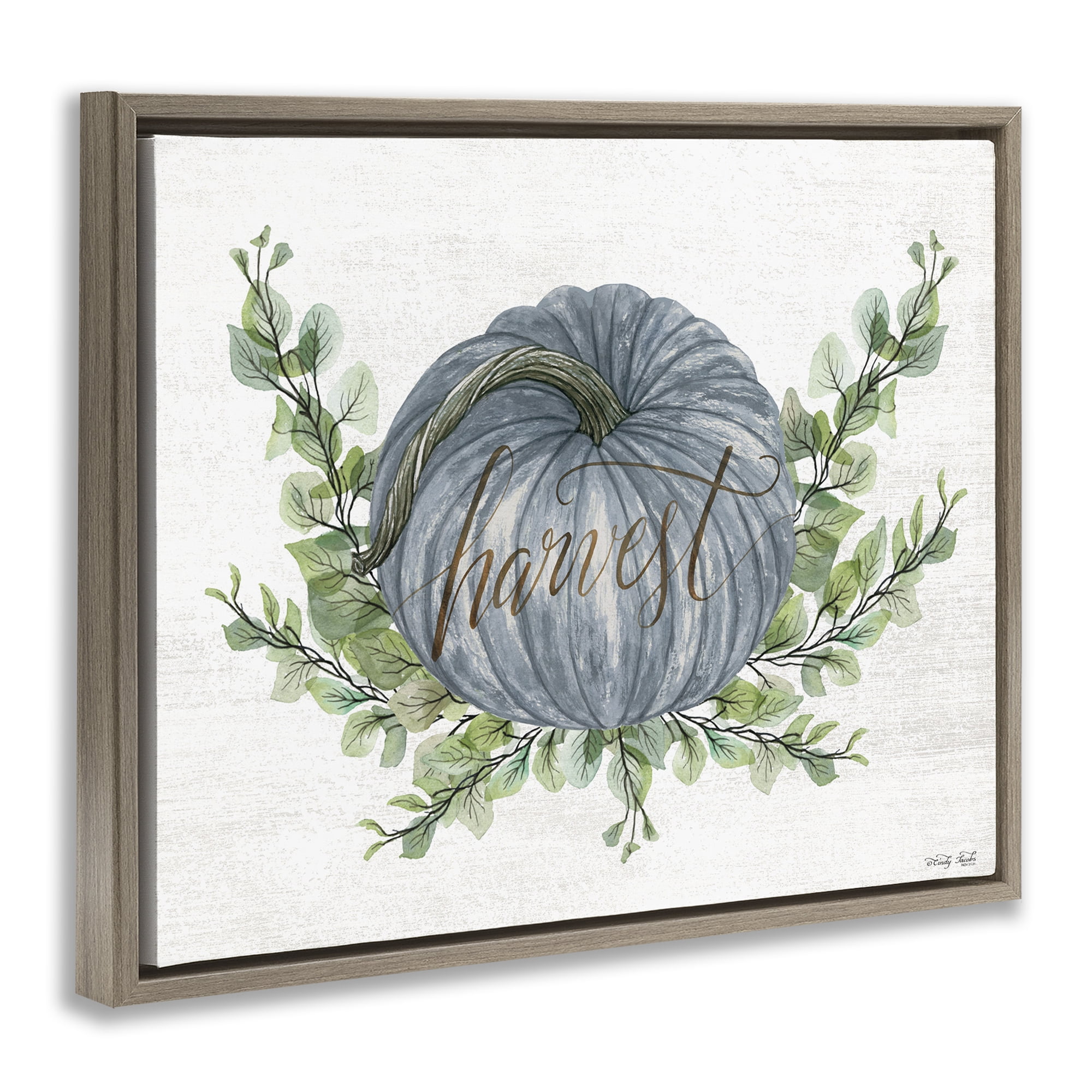 Stupell Industries Blue Harvest Pumpkin Food & Beverage Painting Brown Floater Framed Canvas Art Print Wall Art, 21 x 17