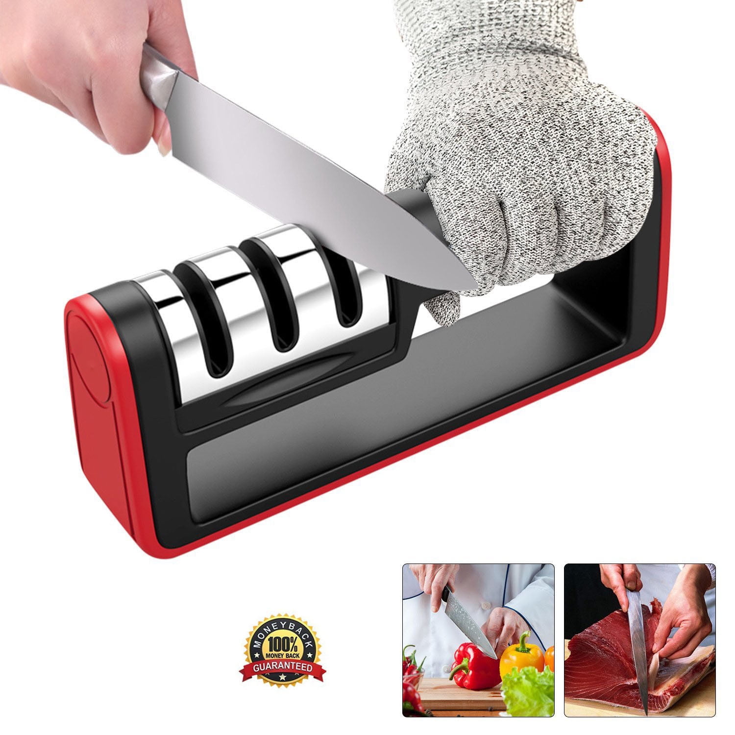 Knife Sharpener Professional Ceramic Tungsten Kitchen Sharpening System