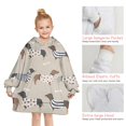 thumbnail image 6 of Cute Cartoon Dachshund Blanket Hoodies for Kids 6-13YR Oversize Wearable Blanket Hoodies for Boys Girls Teens, 6 of 7