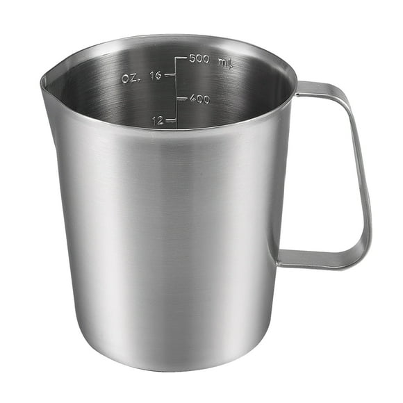 Vaso medidor, actualizado, 2 balanzas de medición, incluida la báscula L, balanza de onzas, vasija medidora de acero inoxidable con marcado, 16 onzas, 500 ml