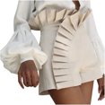 thumbnail image 2 of Usmixi Summer Shorts for Women Cute Ruffler Trim High Waist Solid Short Pants Plus Size Lightweight Comfy Straight Shorts Beige s, 2 of 7
