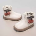 thumbnail image 5 of YMNXA Big Kids Girls Boots Cherry Design Side Zipper Lace Trim Non Slip Soft Sole Plush Warm Comfortable Shoes For Daily Wear White 2.5-3 Years, 5 of 9