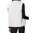 thumbnail image 5 of Xuanfei Women Contrast Color Lapel Collar Full Zip Pocket Fuzzy Vest Outwear, 5 of 5